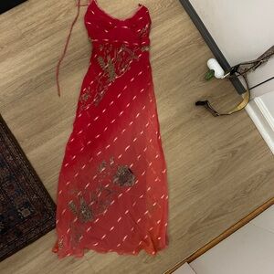 Elegant Red Floral Women's Dress